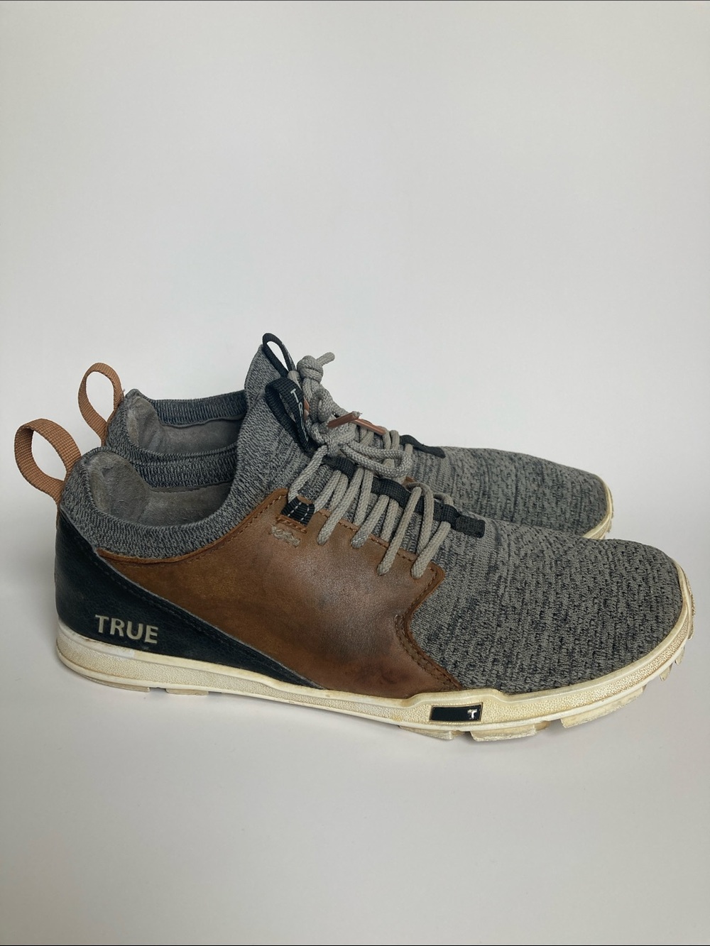 True Linkswear TRUE OG Feel Golf Shoes Leather Knit Grey Brown Mens 10.5